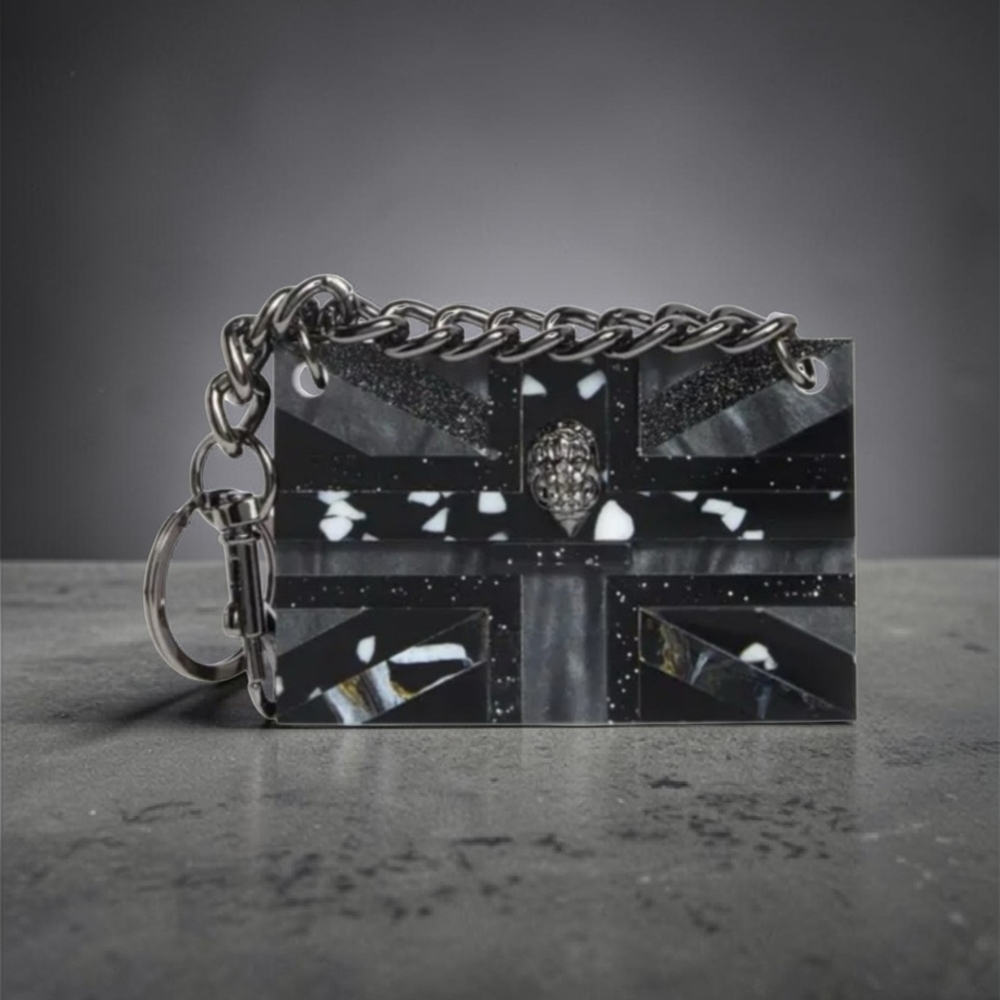Kurt Geiger Acrylic Black And Silver Bag Charm/Keyring, NWT